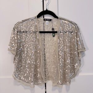Shoulder Shrug, Prom, Bridal Cape, Champagne Color, OneSize, Sequined, Formal
